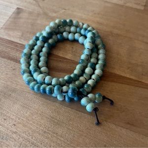 Green blue mala bead elastic bracket necklace